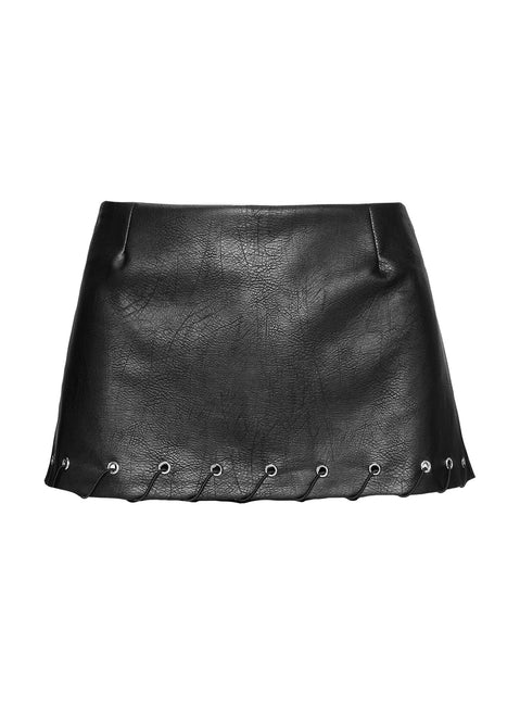 product Princess Polly Captivated Faux Leather Skort Black Low Rise Shorts 