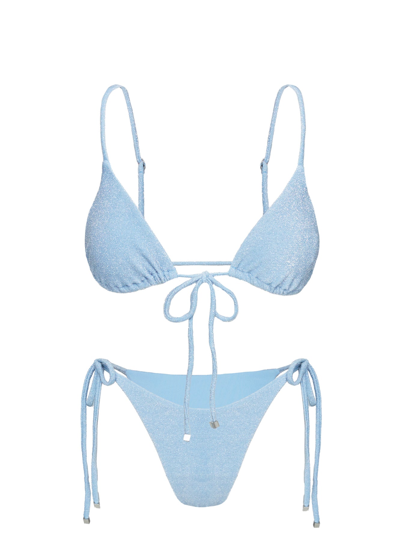 Dazzler Triangle Bikini Top Blue Glitter