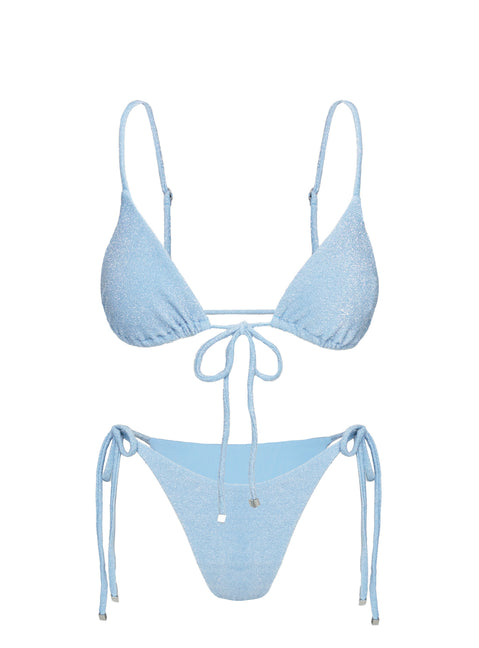 Dazzler Triangle Bikini Top Blue Glitter