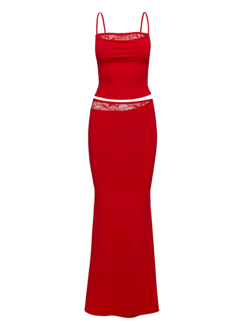 Desires Lace Detail Set Red