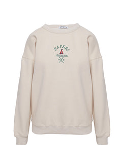 front view of model wearing Princess Polly Dream Fleece Classic Crewneck Sweater Beige 