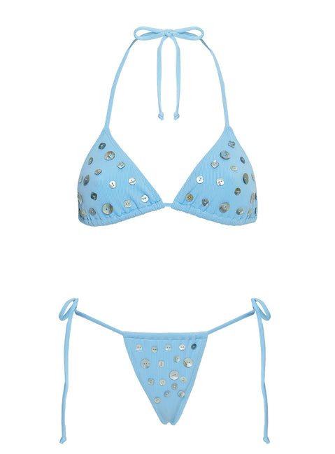 Delora Tie Side Cheeky Bikini Bottoms Blue