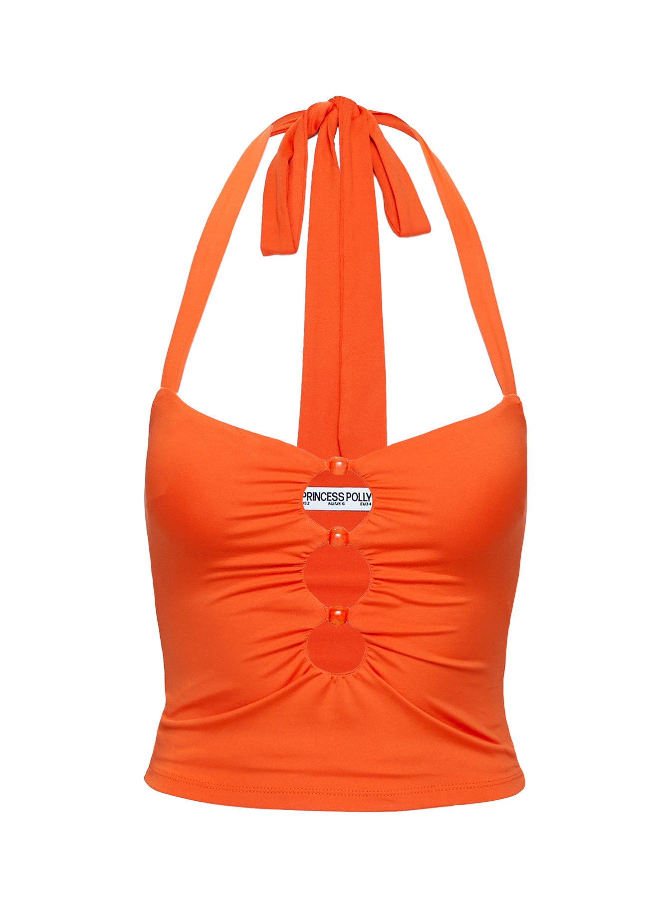 product Princess Polly Earnestly Bead Detail Top Orange Sleeveless V-Neck 