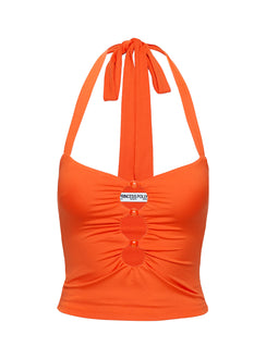 product Princess Polly Earnestly Bead Detail Top Orange Sleeveless V-Neck 