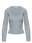 back view of model wearing Princess Polly Elayna Sweater Grey Marle Cropped 