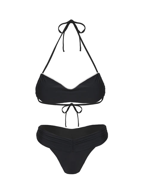 Pool Side High Cut Bikini Bottoms Black