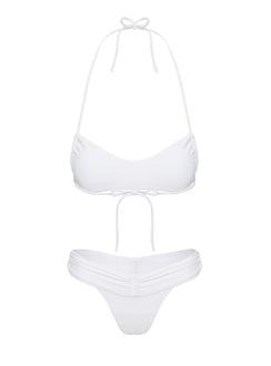 Pool Side High Cut Bikini Bottoms White