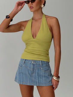 back view of model wearing Princess Polly Preslie Skort Blue Stripe 