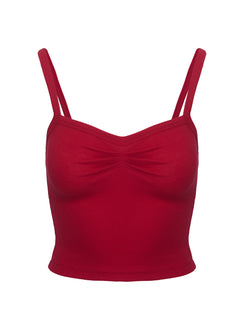 product Princess Polly Essentials Ruched Rib Cami Top Red Sleeveless Sweetheart 