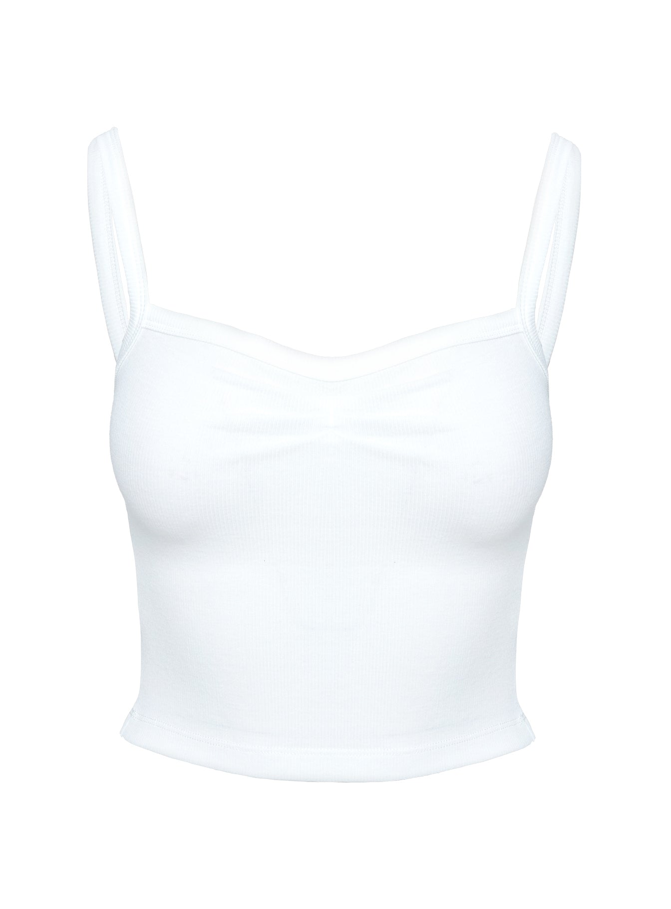 product Princess Polly Essentials Ruched Rib Cami Top White Sleeveless Sweetheart 