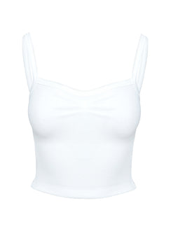product Princess Polly Essentials Ruched Rib Cami Top White Sleeveless Sweetheart 