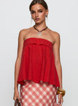 Ethel Strapless Linen Top Red