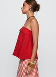 Ethel Strapless Linen Top Red