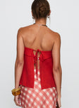 Ethel Strapless Linen Top Red