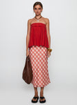 Ethel Strapless Linen Top Red