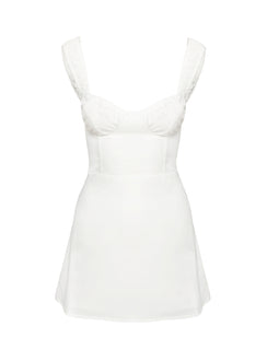 back view of model wearing Princess Polly Faubert Mini Dress White Sweetheart Neckline 