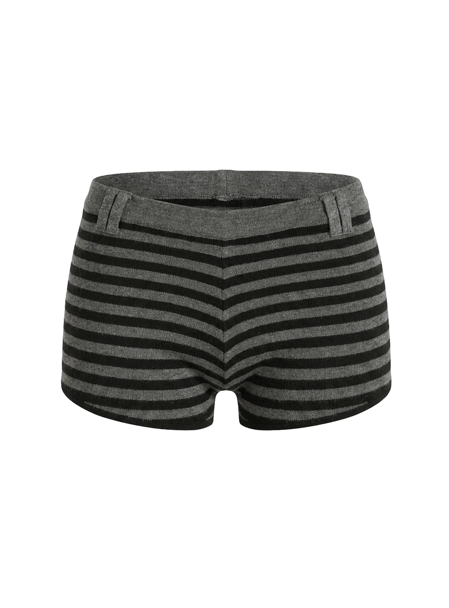Asami Low Rise Micro Short Grey / Black Stripe