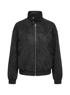 Ellissa Faux Suede Bomber Jacket Black