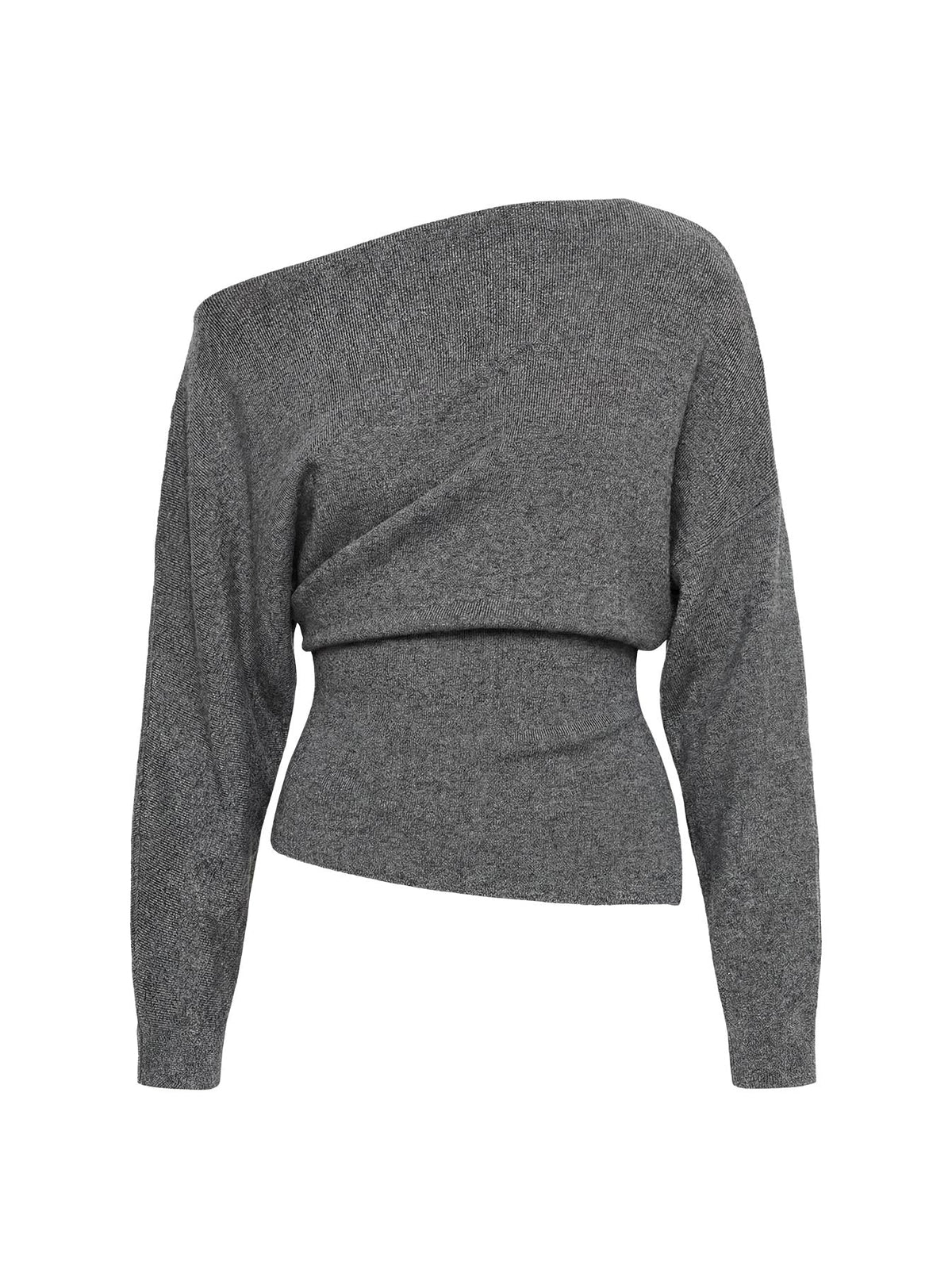 Kaelith Off-Shoulder Strickpullover Dunkelgrau
