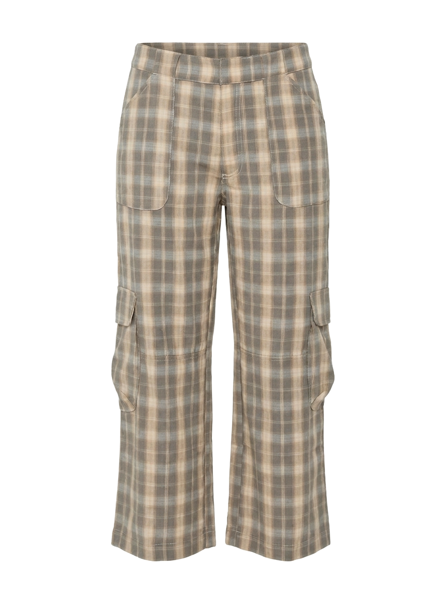 Indee Cropped Cargo Trousers Check