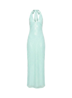 Isanna Halter Sequin Maxi Dress Jelly Mint
