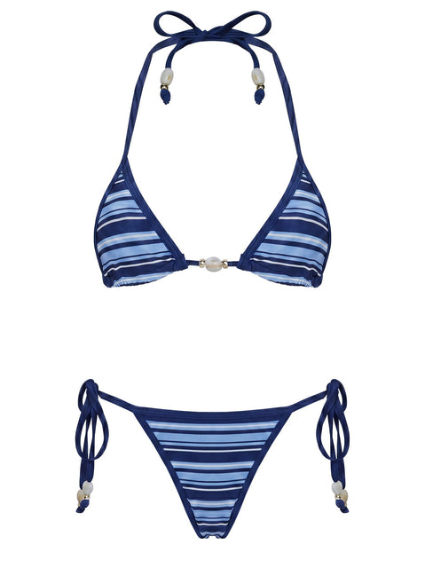 Jenner Triangle Bikini Top Navy Stripe