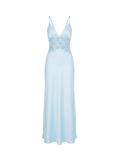 Klairee Halter Lace Maxi Dress Icy Blue