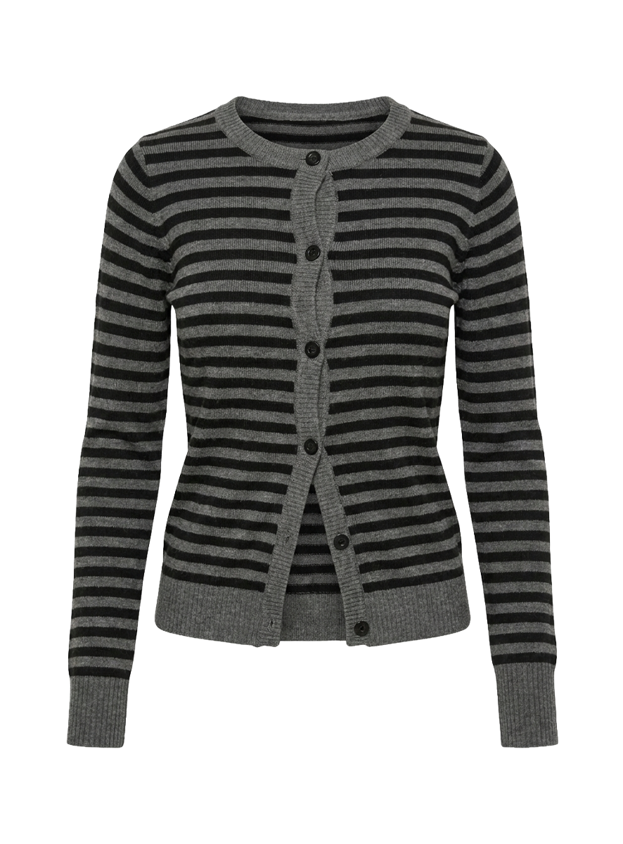 Lauraine Cardigan Grey / Black Stripe