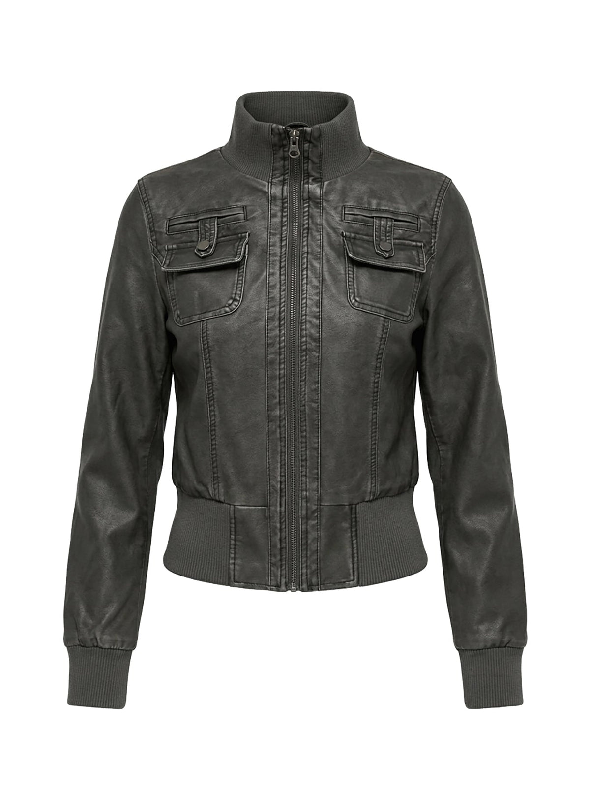 Marykate Funnel Neck Fitted Jacket Washed Black