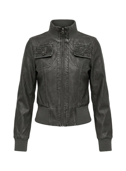 Marykate Funnel Neck Fitted Jacket Washed Black