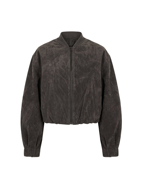 Mastery Wildlederimitat Bomberjacke Anthrazit