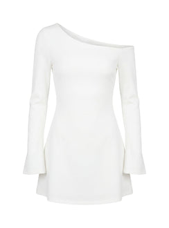 Adrietta Long Sleeve Off Shoulder Mini Dress White