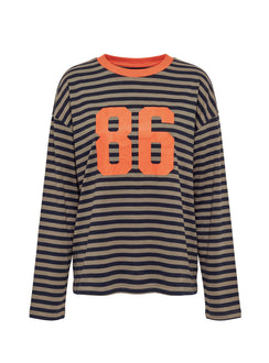 All Rounder Long Sleeve Varsity Graphic Top Multi Stripe