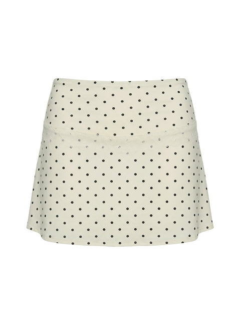 Amia Lace Mini Skirt Cream Polka Dot