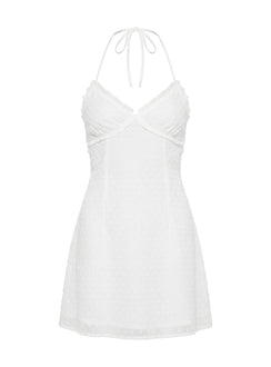 Angel Antics Halter Mini Dress White