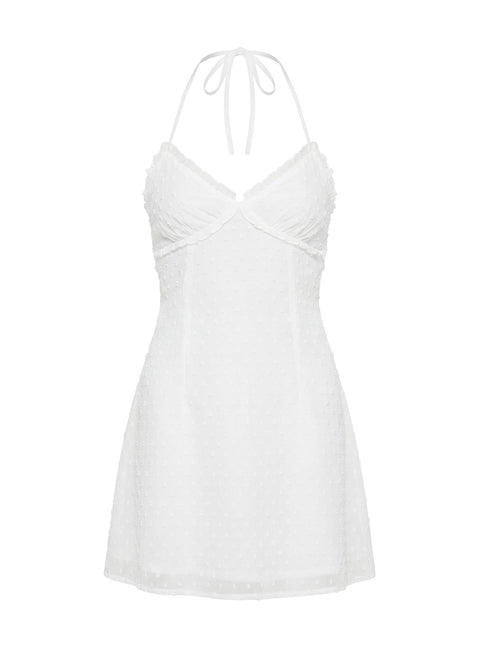 Angel Antics Halter Mini Dress White