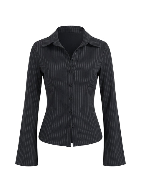 Anni Pinstripe Shirt Black
