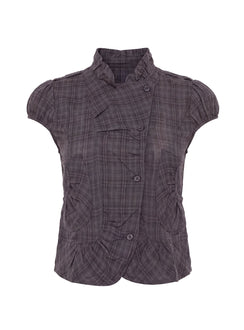 Aryalda Cap Sleeve Blouse Top Multi Check