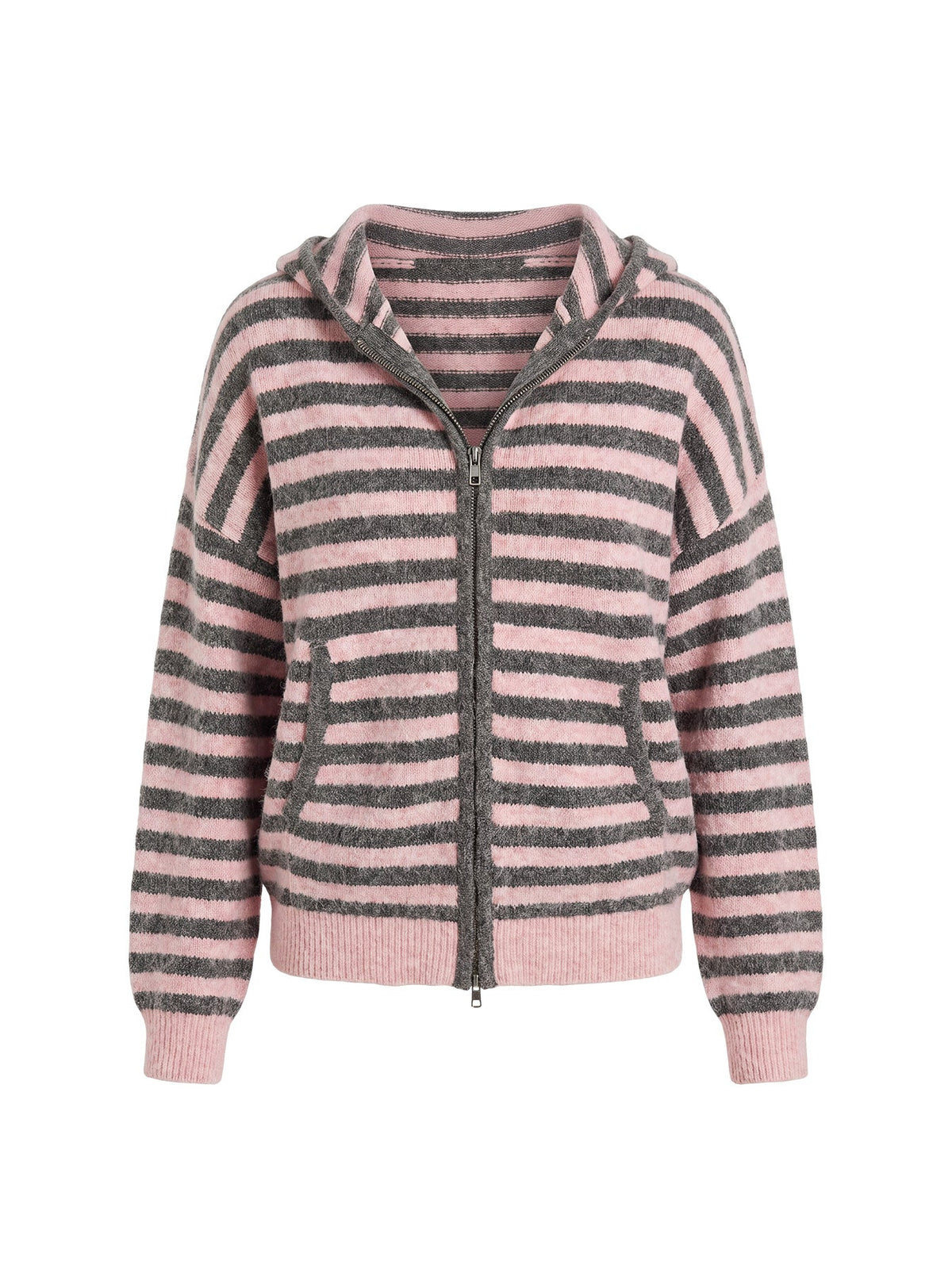 Aubry Oversized True Knit Hoodie Pink Stripe