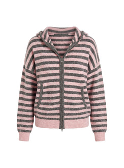 Aubry Oversized True Knit Hoodie Pink Stripe