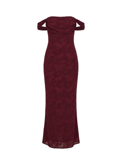 Azura Off The Shoulder Maxi Dress Burgundy