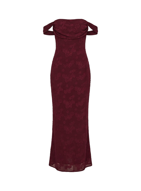 Azura Off The Shoulder Maxi Dress Burgundy