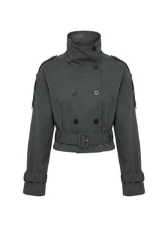 Blanc Cropped Trench Coat Olive