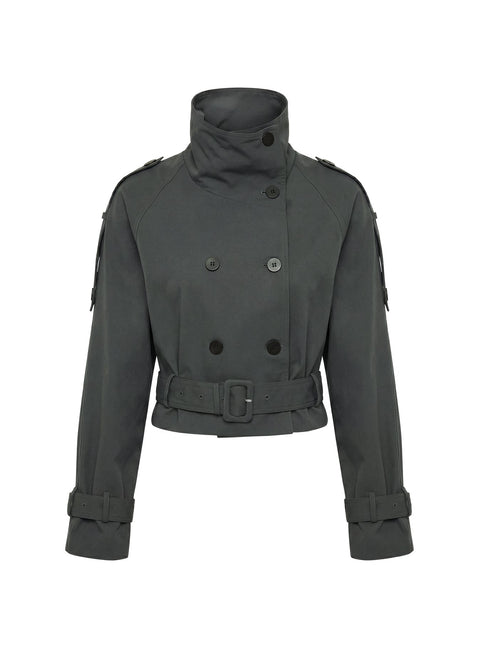 Blanc Cropped Trench Coat Olive