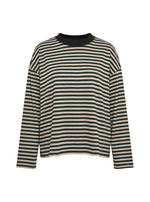 Bloom Long Sleeve Top Beige Stripe