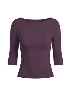 Daily Define Boatneck 3/4 Sleeve Top Aubergine
