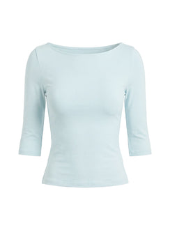 Daily Define Boatneck 3/4 Sleeve Top Icy Blue