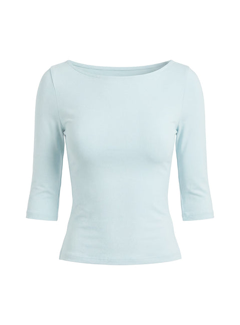 Daily Define Boatneck 3/4 Sleeve Top Icy Blue
