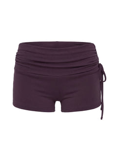 Daily Define Ruched Tie Side Micro Shorts Aubergine