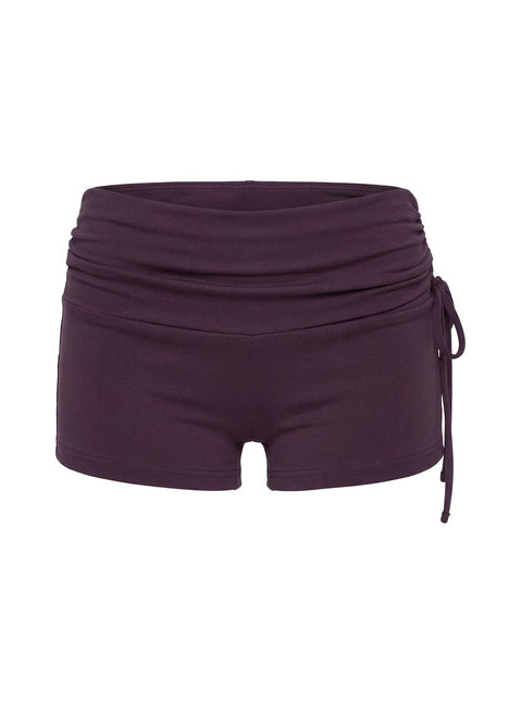 Daily Define Ruched Tie Side Micro Shorts Aubergine